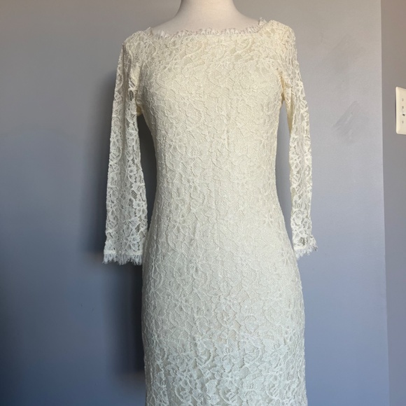 Diane Von Furstenberg Ivory Zarita Lace Mini Cocktail Special Occasion Dress 4 - Picture 8 of 15